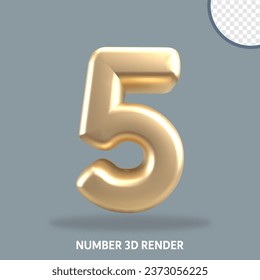 3D render number gold style