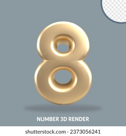 3D-Rendering-Nummer Gold-Stil