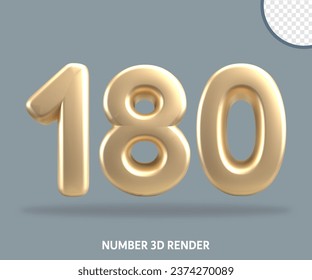 3D render number gold style