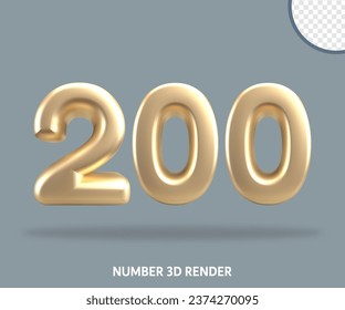 3D render number gold style
