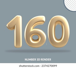 3D render number gold style