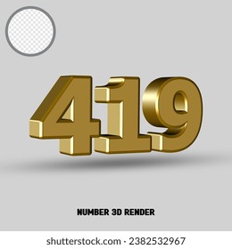 3D render number with gold style
