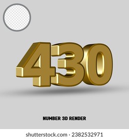3D render number with gold style