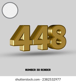 3D render number with gold style