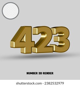 3D render number with gold style