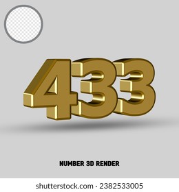 3D render number with gold style