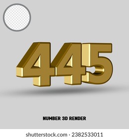 3D render number with gold style