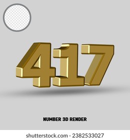 3D render number with gold style