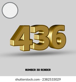 3D render number with gold style