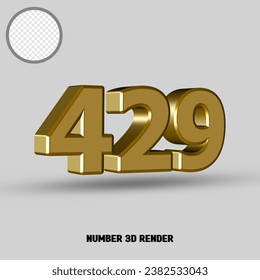 3D render number with gold style