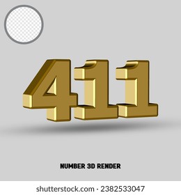 3D render number with gold style