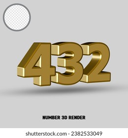 3D render number with gold style