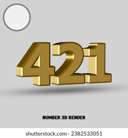 3D render number with gold style