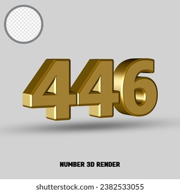 3D render number with gold style