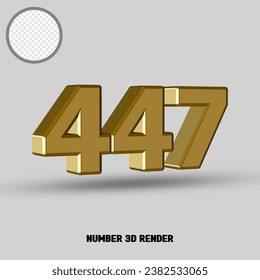 3D render number with gold style