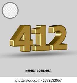 3D render number with gold style