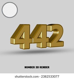 3D render number with gold style