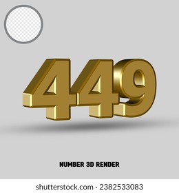 3D render number with gold style