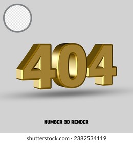 3D  render number with gold style