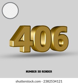 3D  render number with gold style