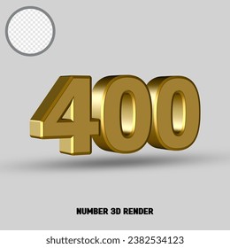 3D  render number with gold style