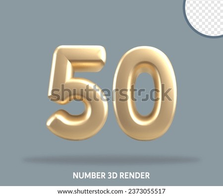 3D render number gold style