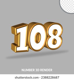 3D render number with gold and white color