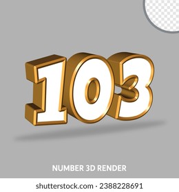 3D-Rendernummer mit goldener und weißer Farbe