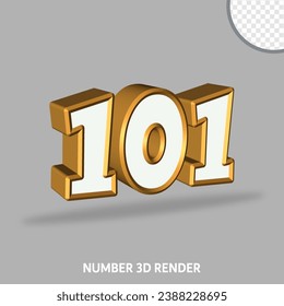 3D render number with gold and white color