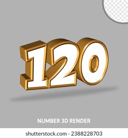 3D render number with gold and white color