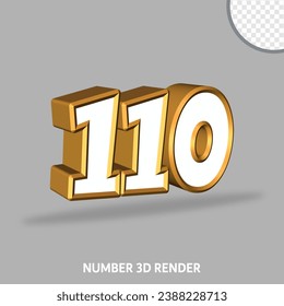 3D render number with gold and white color