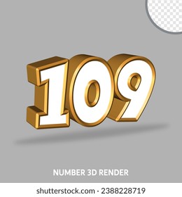 3D-Rendernummer mit goldener und weißer Farbe