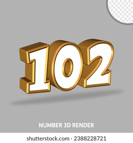 Número de procesado 3D con color oro y blanco