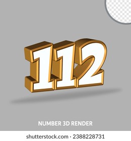 3D-Rendernummer mit goldener und weißer Farbe