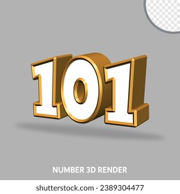 3D render number with gold and white color