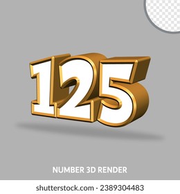 Número de procesado 3D con color oro y blanco