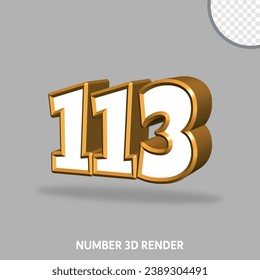 Número de procesado 3D con color oro y blanco
