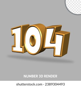 3D render number with gold and white color