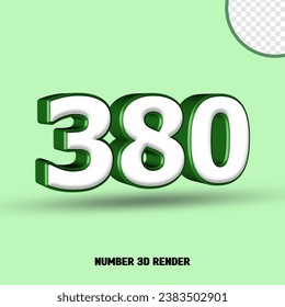 3D render number green white color