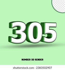 3D render number green white color