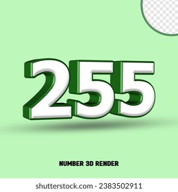 3D render number green white color