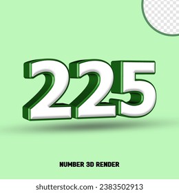 3D render number green white color