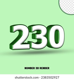 3D render number green white color