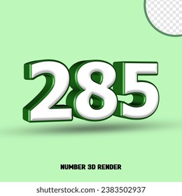 3D render number green white color