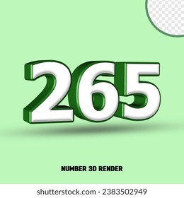 3D render number green white color