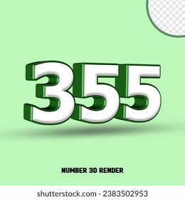 3D render number green white color
