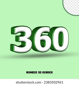 3D render number green white color