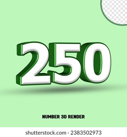 3D render number green white color
