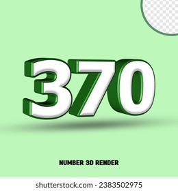 3D render number green white color