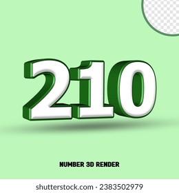 3D render number green white color